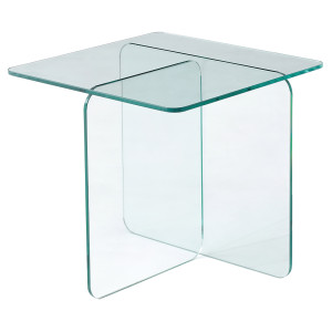 Table d'Appoint Carrée 50 x 50 cm en Verre Trempé Transparent - Minimaliste et Contemporain - ICE