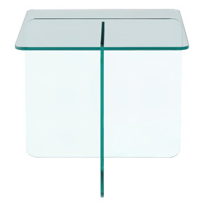 Table d'Appoint Carrée 50 x 50 cm en Verre Trempé Transparent - Minimaliste et Contemporain - ICE