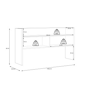 Surmeuble de bureau L. 110 cm rangements 2 niches 1 étagère décor bois de chêne rustique et gris foncé - ODYSSÉE