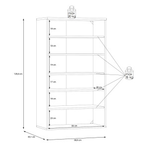 Armoire Meuble à Chaussures 2 Portes 5 tablettes Décor Bois de chêne rustique et blanc mat – Rangement – AMELIE