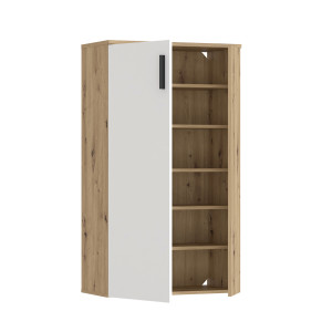 Armoire Meuble à Chaussures 2 Portes 5 tablettes Décor Bois de chêne rustique et blanc mat – Rangement – AMELIE