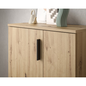 Armoire Meuble à Chaussures 2 Portes 5 tablettes Décor Bois de chêne rustique – Rangement – AMELIE