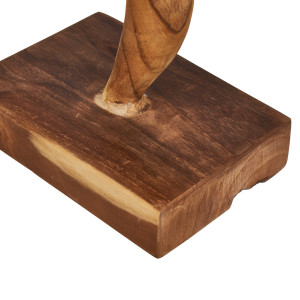 Sculpture fleur H. 30 cm style tulipe en racines de bois de teck bicolore avec socle – décoration design naturel – RHEA