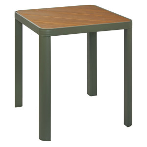 Table de Jardin Carré L. 70 cm en Métal Vert avec Lattes du Plateau Effet Bois - ARLO 9520