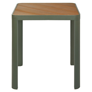 Table de Jardin Carré L. 70 cm en Métal Vert avec Lattes du Plateau Effet Bois - ARLO 9520