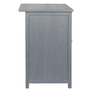 Meuble Sous Vasque L. 92 cm en Bois Massif Gris avec Portes Ajourées - Meuble de Salle de Bain - NASH 9955