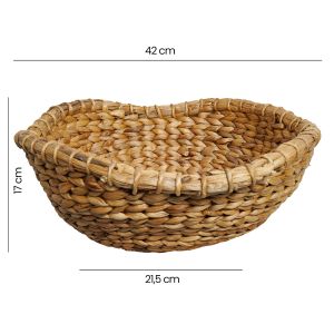 Lot de 2 paniers décoratifs ronds corbeille à fruits D. 42 cm tissés en jacinthe d'eau – fabrication artisanale – COVE