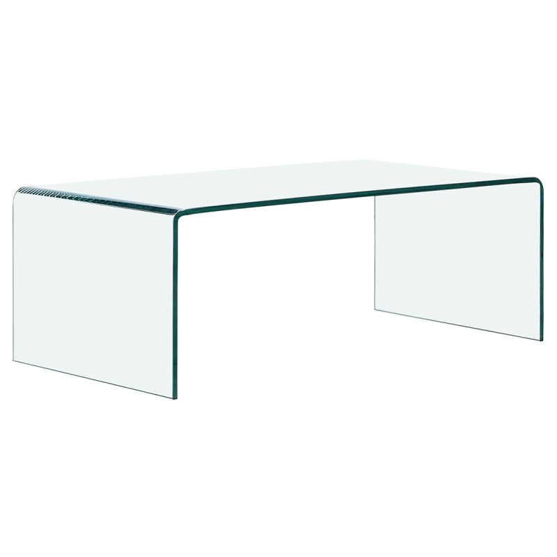 Table Basse Rectangulaire 110 cm en Verre Trempé - Minimaliste et Contemporain - ICE