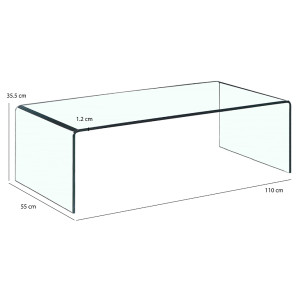 Table Basse Rectangulaire 110 cm en Verre Trempé - Minimaliste et Contemporain - ICE