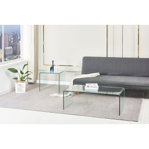 Table Basse Rectangulaire 110 cm en Verre Trempé - Minimaliste et Contemporain - ICE