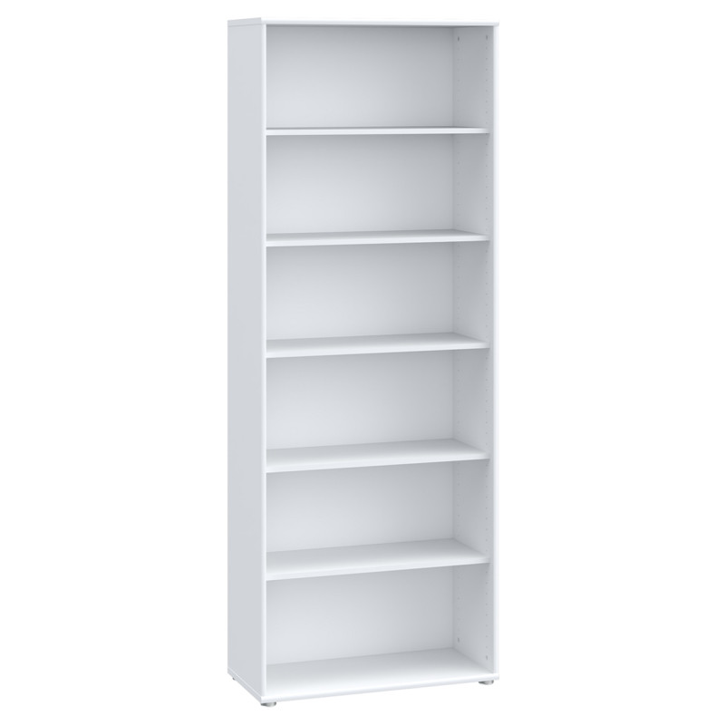 Bibliothèque / Étagère H. 198 x L. 74 cm Décor Blanc avec 5 Étagères et 4 à Hauteur Réglable - MARIA