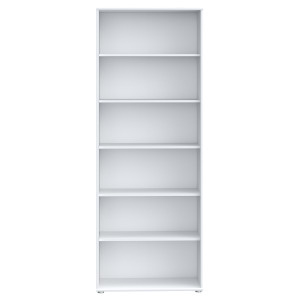 Bibliothèque / Étagère H. 198 x L. 74 cm Décor Blanc avec 5 Étagères et 4 à Hauteur Réglable - MARIA