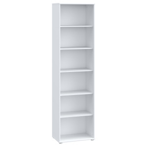 Bibliothèque / Étagère H. 198 x L. 54 cm Décor Blanc avec 5 Étagères et 4 à Hauteur Réglable - MARIA