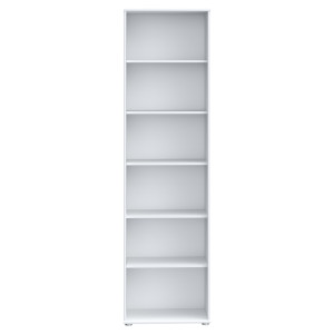 Bibliothèque / Étagère H. 198 x L. 54 cm Décor Blanc avec 5 Étagères et 4 à Hauteur Réglable - MARIA