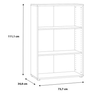 Bibliothèque / Étagère H. 111 x L. 74 cm Décor Blanc avec 2 Étagères à Hauteur Réglable - MARIA