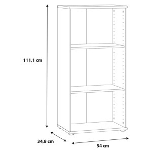 Bibliothèque / Étagère H. 111 x L. 54 cm Décor Blanc avec 2 Étagères à Hauteur Réglable - MARIA