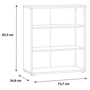 Bibliothèque / Étagère H. 86 x L. 74 cm Décor Blanc avec 2 Étagères à Hauteur Réglable - MARIA