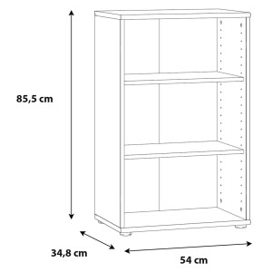 Bibliothèque / Étagère H. 86 x L. 54 cm Décor Blanc avec 2 Étagères à Hauteur Réglable - MARIA