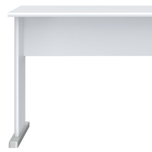 Bureau L. 144 cm Décor Blanc avec Piètement Effet Aluminium et Voile de Courtoisie - MARIA