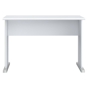 Bureau L. 108 cm Décor Blanc avec Piètement Effet Aluminium et Voile de Courtoisie - MARIA