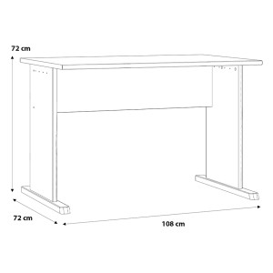 Bureau L. 108 cm Décor Blanc avec Piètement Effet Aluminium et Voile de Courtoisie - MARIA