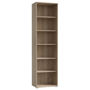 Bibliothèque / Étagère H. 198 x L. 54 cm Décor Chêne Sonoma avec 5 Étagères et 4 à Hauteur Réglable - MARIA