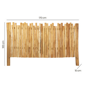 Tête de lit L. 170 cm pour lit 160 cm en bois de teck clair style bord de mer – naturelle et exotique – JANE