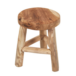 Mini tabouret / porte-plante rond 30 x 26 cm fabrication artisanale en bois de teck – naturel – GENOVA