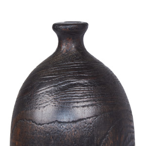 Vase décoratif style soliflore H. 29 cm en racine de bois de teck finition peinture noire antique - GABRIELA