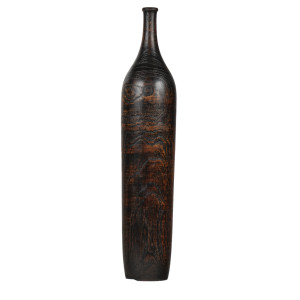 Vase décoratif style soliflore H. 59 cm en racine de bois de teck finition peinture noire antique - GABRIELA