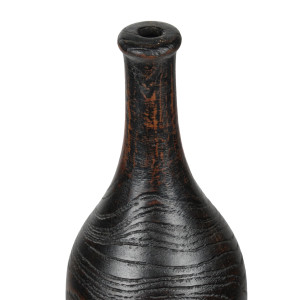 Vase décoratif style soliflore H. 59 cm en racine de bois de teck finition peinture noire antique - GABRIELA