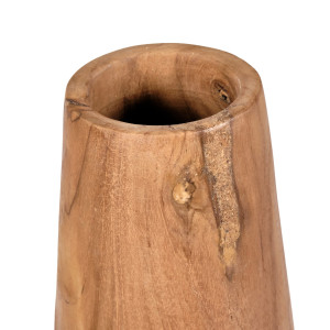 Vase décoratif H. 27 cm courbes élégantes en bois de teck – naturel et lumineux – SCORPIA