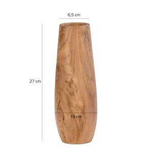 Vase décoratif H. 27 cm courbes élégantes en bois de teck – naturel et lumineux – SCORPIA