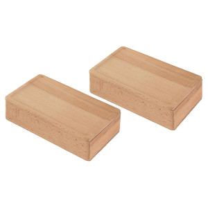 Lot de 2 Grandes Boîtes Rectangulaires 20 cm en Bois de Hêtre Naturel avec Angles Arrondis - JESSICA 1883