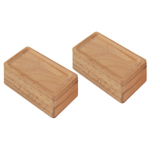 Lot de 2 Petites Boîtes Rectangulaires 13 cm en Bois de Hêtre Naturel avec Angles Arrondis - JESSICA 9764