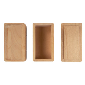 Lot de 2 Petites Boîtes Rectangulaires 13 cm en Bois de Hêtre Naturel avec Angles Arrondis - JESSICA 9764