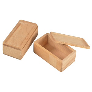 Lot de 2 Petites Boîtes Rectangulaires 13 cm en Bois de Hêtre Naturel avec Angles Arrondis - JESSICA 9764