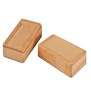 Lot de 2 Petites Boîtes Rectangulaires 13 cm en Bois de Hêtre Naturel avec Angles Arrondis - JESSICA 9764