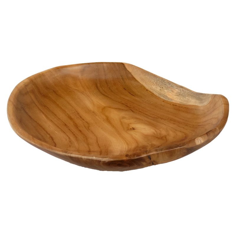 Vide Poche en Bois de Teck Artisanal D. 31 cm - Style Naturel et Exotique - Objet de Décoration - ADAM