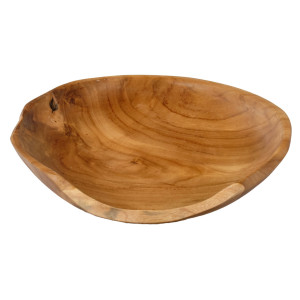 Vide Poche en Bois de Teck Artisanal D. 31 cm - Style Naturel et Exotique - Objet de Décoration - ADAM