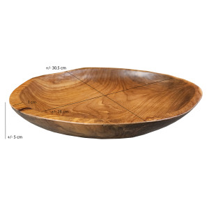 Vide Poche en Bois de Teck Artisanal D. 31 cm - Style Naturel et Exotique - Objet de Décoration - ADAM