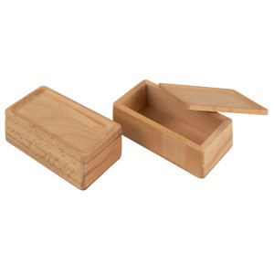 Lot de 2 Petites Boîtes Rectangulaires 13 cm en Bois de Hêtre Naturel avec Angles Arrondis - JESSICA 9764