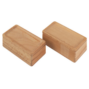 Lot de 2 Petites Boîtes Rectangulaires 13 cm en Bois de Hêtre Naturel avec Angles Arrondis - JESSICA 9764