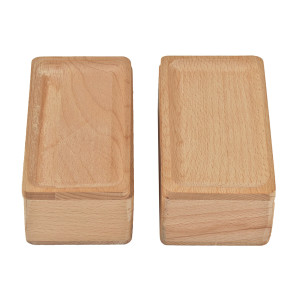 Lot de 2 Petites Boîtes Rectangulaires 13 cm en Bois de Hêtre Naturel avec Angles Arrondis - JESSICA 9764