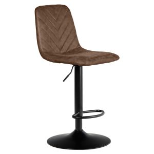 Tabouret de Bar Capitonnées en Microfibre Marron avec Pied en Métal Noir Hauteur Réglable - COBY