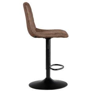 Tabouret de Bar Capitonnées en Microfibre Marron avec Pied en Métal Noir Hauteur Réglable - COBY