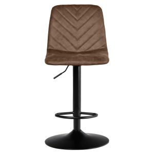 Tabouret de Bar Capitonnées en Microfibre Marron avec Pied en Métal Noir Hauteur Réglable - COBY