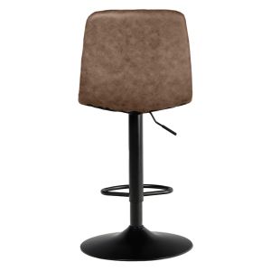 Tabouret de Bar Capitonnées en Microfibre Marron avec Pied en Métal Noir Hauteur Réglable - COBY