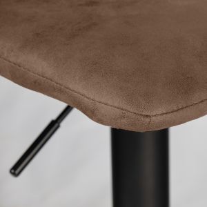 Tabouret de Bar Capitonnées en Microfibre Marron avec Pied en Métal Noir Hauteur Réglable - COBY