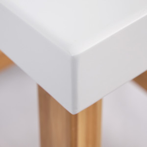 Petit Tabouret 45 cm Bicolore en Bois de Bambou Lamellé-Collé Verni et Blanc Mat - ZEZOLLA 0485